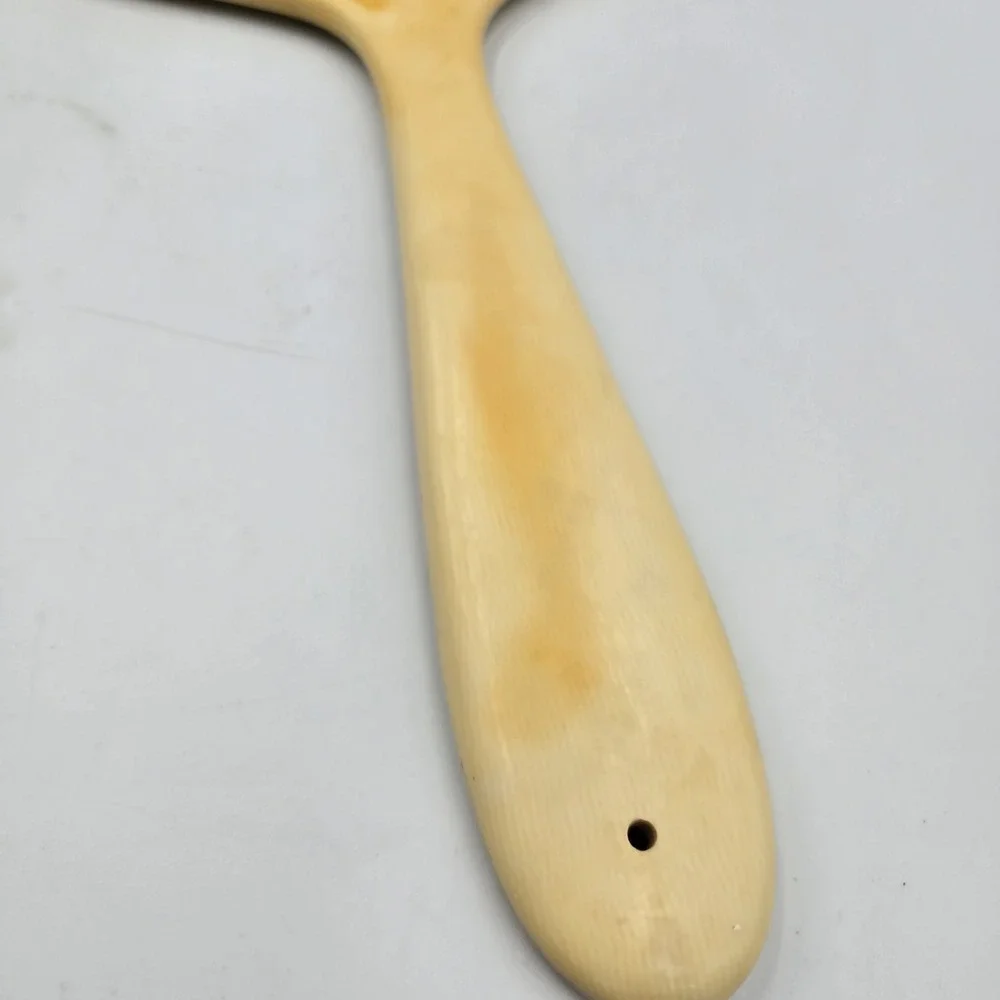 Antique French Ivory Celluloid‎ Hand Mirror Beveled Glass Vanity Art Deco 1920s